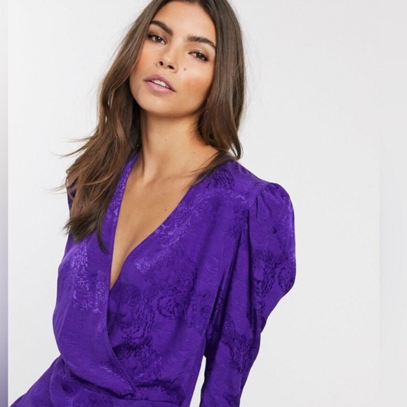 & OTHER STORIES Purple Jacquard Wrap Dress - Picture 2 of 10